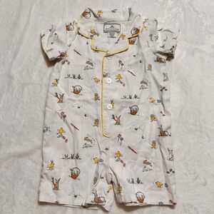 EUC Petite Plume bunny & chick one piece romper yellow trim 3/6mo